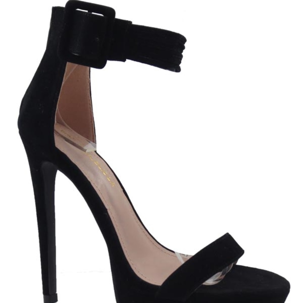 New Black Ankle Strap Heels